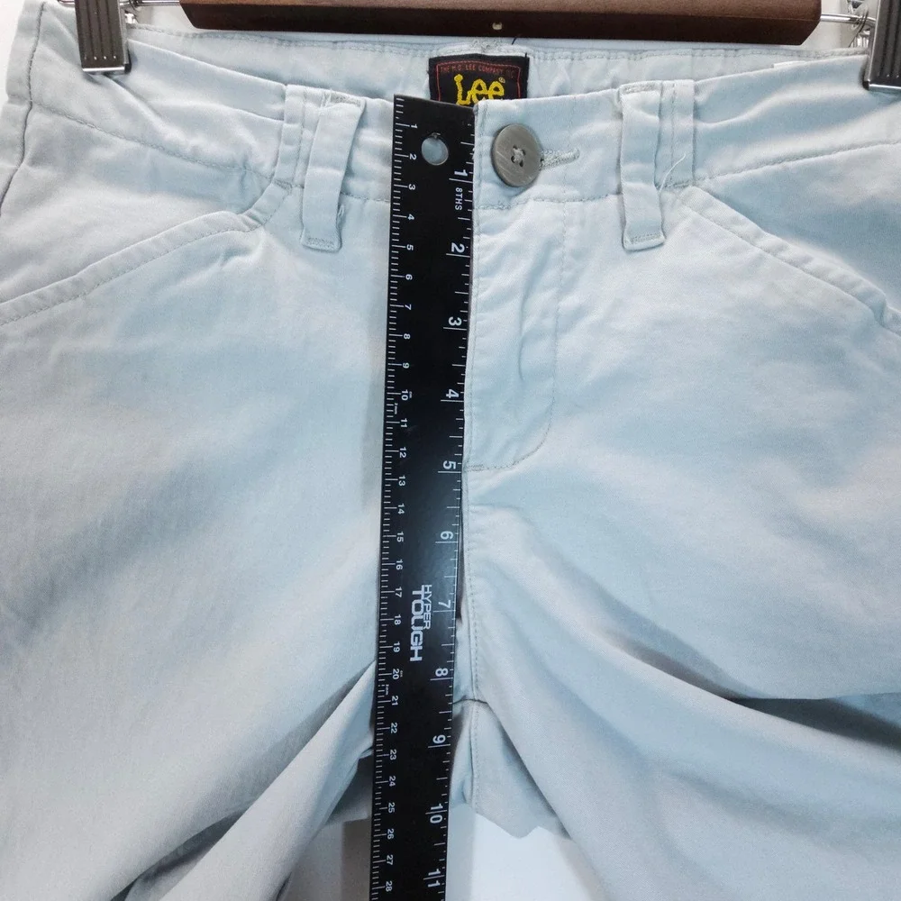 Lee Chino‎ Shorts Womens 0 Medium Blue Skate Mid Rise Cotton Stretch Casual